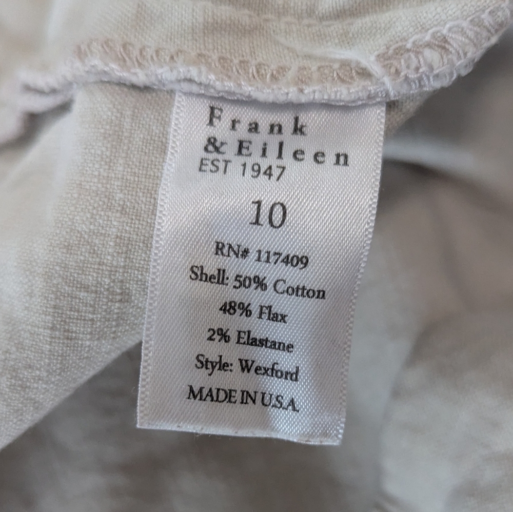 Frank & Eileen Cement Wexford Wide leg Linen Pants - Picture 4 of 10